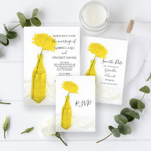Invitation Fleur jaune dans le Mariage Vase