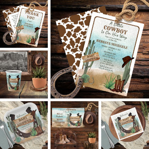 Enveloppe Un petit Baby shower Western Boy Cowboy