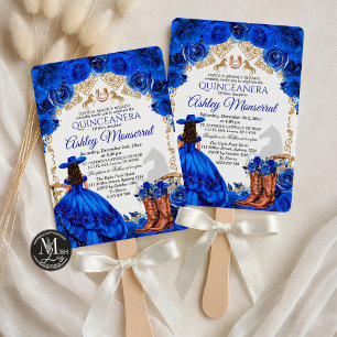 Royal Blue Cowboy Quinceañera Invitation, 15 Años Invitation