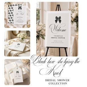Black Bow She's Tying the Knot Bridal Shower Square Sticker