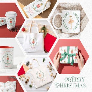 Nutcracker watercolor botanical cute  foil holiday card