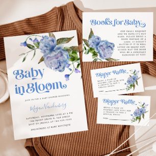 Baby In Bloom Blue Floral Invitation