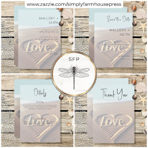 Modern Beach with Heart Vellum Wedding Reception Enclosure Card