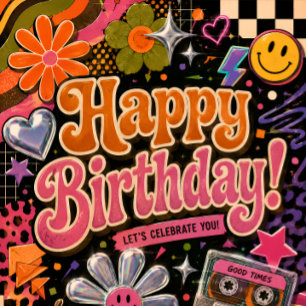 Colourful Retro-Inspired Design with Typography RSVP Card