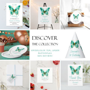 Girls Cute Butterfly 1st Birthday Party Invitation