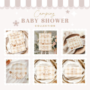 Neutral Camping Baby Shower Books for Baby Enclosure Card