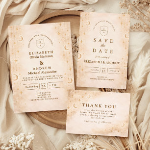 Classic Gold Moonlight Wedding Invitation
