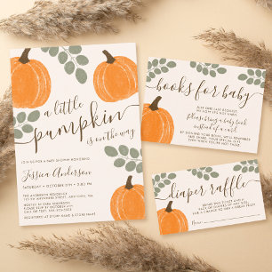 Cute Pumpkin Eucalyptus Fall Diaper Raffle Enclosure Card