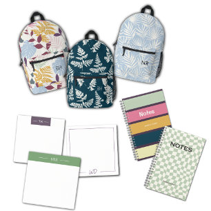 Dark Purple Striped Monogrammed Full Name Notes Notebook