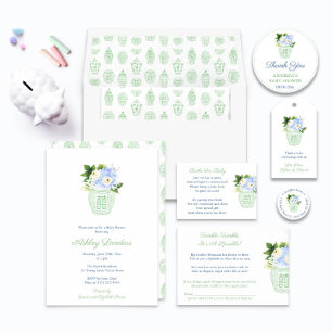 White Green Ginger Jar Bring A Book Baby Shower Enclosure Card