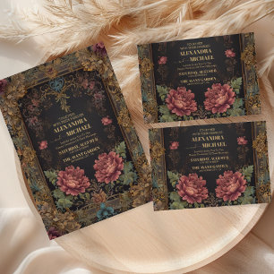 Floral Victorian Gothic Wedding Invitation