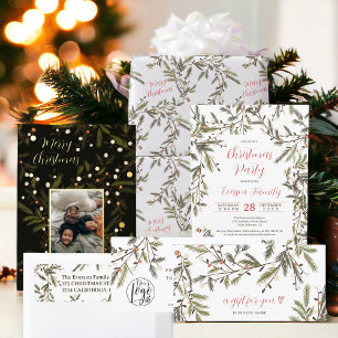 Elegant Watercolor Pine Branches Wreath Christmas