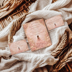 Dusty Blush Rose Garden Quinceañera Save The Date