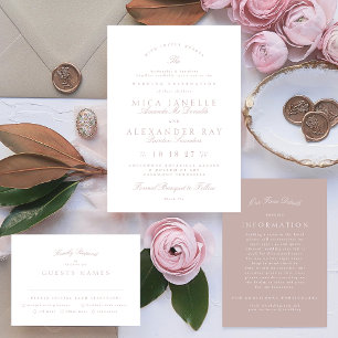 Carte D'accompagnement Pink Taupe Classique Élégant Mariage formel