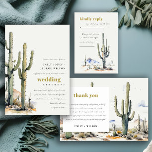 Cartons Réponse Elégant Western Cactus Desert Sage Green Mariage