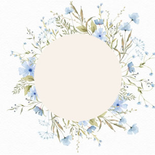  Dusty Blue Delicate Wildflower Wedding Invitation