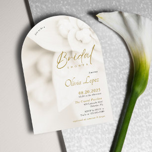 Ivory Bloom & Elegant Gold Script Bridal Shower Classic Round Sticker