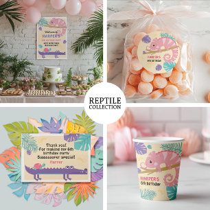 Scales and Tails Girl's Reptile Birthday  Classic Round Sticker