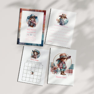 Rustic Little Cowgirl Baby Shower Thank You Card