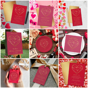Geometric Heart Valentine's Day Bridal Shower Napkin