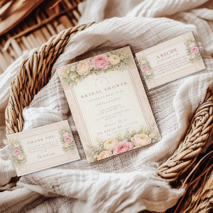 Blush Ranunculus And Rose Garden Bridal Shower Invitation