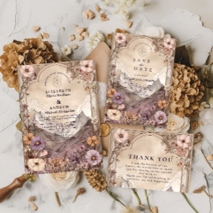 Moody Wildflower Mountain Wedding Invitation