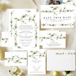 Elegant Eucalyptus Wreath Monogram Wedding Invitation