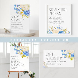Blue and White Hydrangea Floral Birthday Thank You Classic Round Sticker