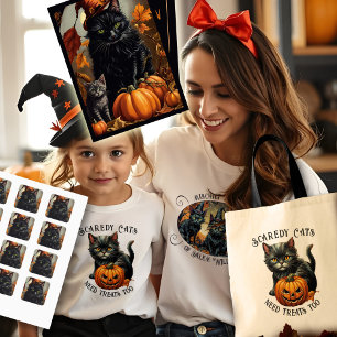Black Cat Halloween Vintage Witchy Painting Spooky Square Sticker