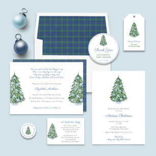 Chinoiserie Christmas Baby Shower For Boy Poem Invitation