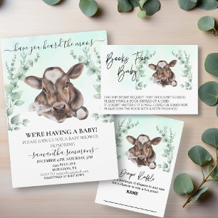 Farm Cow Calf Baby Shower Eucalyptus   Invitation