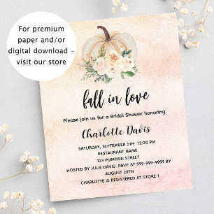 Bridal shower pumpkin fall in love cream luxury invitation
