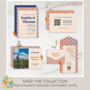 Mid Century Retro Wedding All In One Invitation