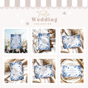 Victorian Toile Vintage Blue Floral Wedding Save The Date