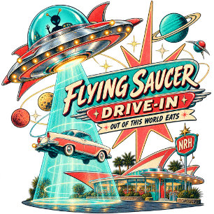 Flying Saucer Drive-In Vintage 1950s Women's T-Shi T-Shirt