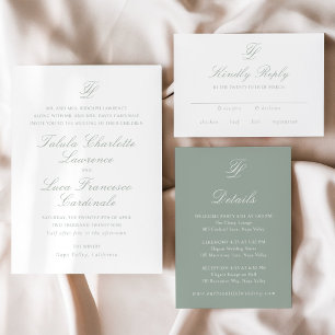 Elegant Sage Green Traditional Wedding Invitation