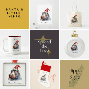 Christmas Hippo, customizable Apron