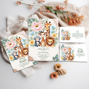 Safari Tropical Jungle Animals Baby Shower Invitation