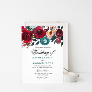 Red Wine Romantic Burgundy Wedding Invitation