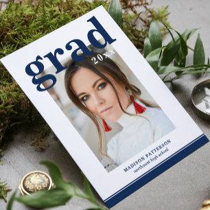 Photo Graduation Party Elegant Modern Script Wine Wine Label