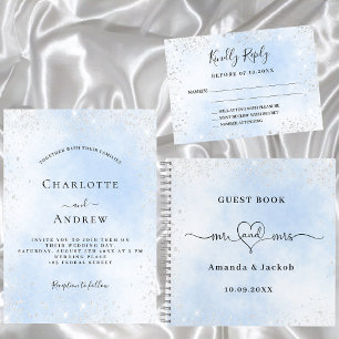 Light blue silver wedding response RSVP card
