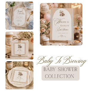 Serviette En Papier Une Baby Shower Café Gingham 'Un Bébé est en Train
