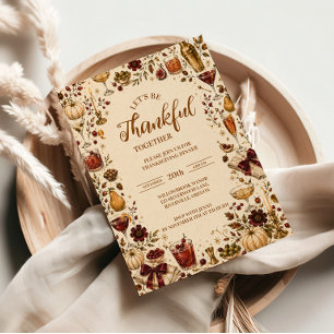 Invitation Fête de Thanksgiving festive avec cocktails