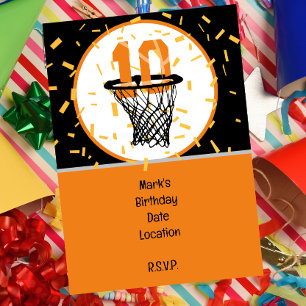 Invitation Basketball 10e anniversaire avec numéro dans mini 