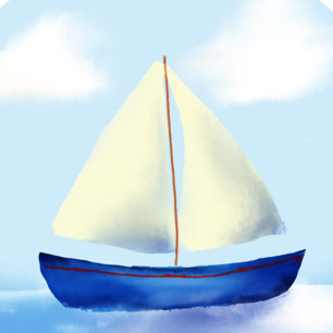 Little Blue Sail Boat Baby Shower Classic Round Sticker