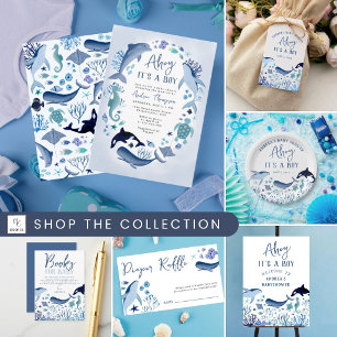 Ahoy It's a Boy Blue Under the Sea Baby Shower Paper Plate