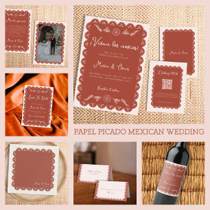 Papel Picado Terracotta Mexican Talavera Wedding Save The Date