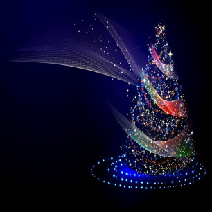 Christmas Party Colourful Tree Navy Blue Rustic Tapestry