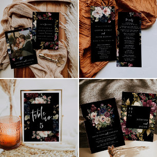 Moody Wedding Stationery   Watercolor Floral RSVP 