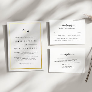 Black & White Calligraphy Wedding Reception Card